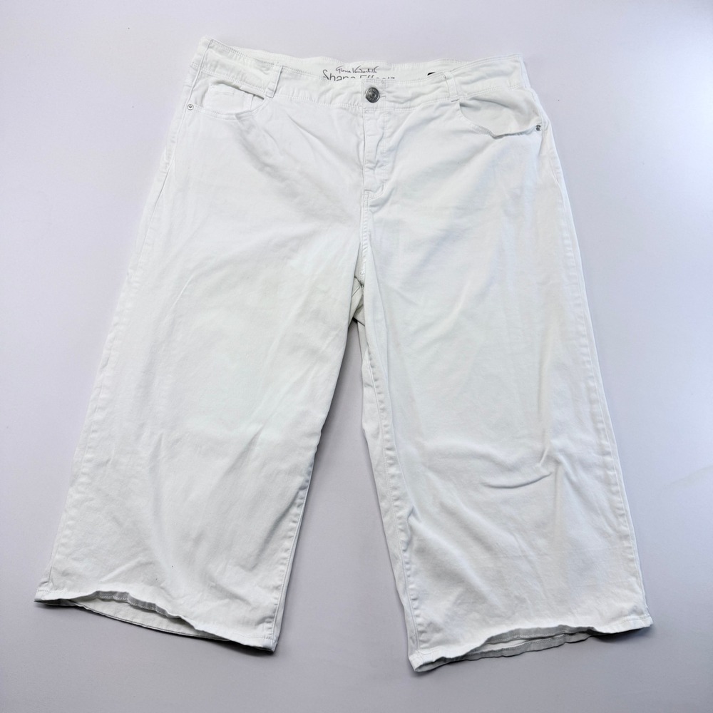 Gloria Vanderbilt Shape Effect White Tummy Sculpt Culotte Pants Womens 18W